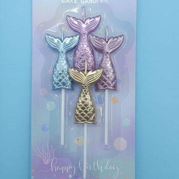 Deniz Kızı Kuyruğu Büyük Boy 4 lü Mum Set - 1