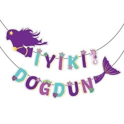 Deniz Kızı Partisi Şekilli İyi Ki Doğdun Flama - Parti Sürprizi