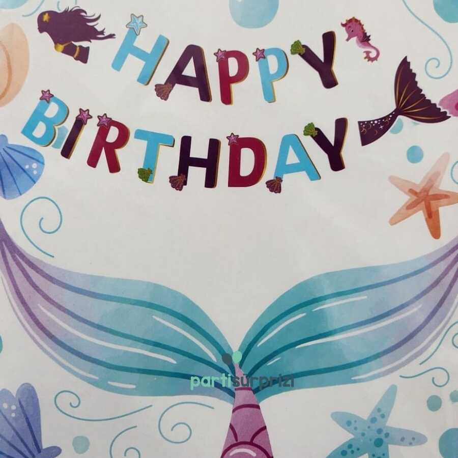 Deniz Kızı Şekilli Happy Birthday 3d Banner