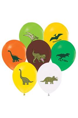 Dinozorlar Karışık Renk Latex Balon 10 Adet - 1