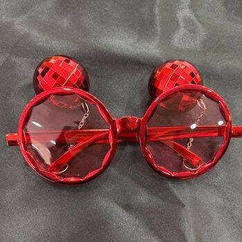 Disko Topu Kırmızı Renk Parti Gözlüğü 1 Adet - 1