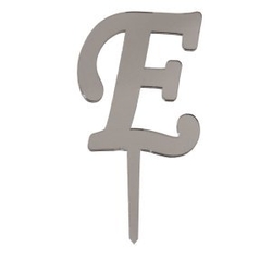 E Harf Aynalı Gümüş Pleksi 7 cm - Parti Sürprizi
