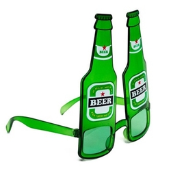 Eğlenceli Yeşil Bira Şişesi Şekilli Gözlük 1Adet - Parti Sürprizi