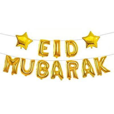 Eıd Mubarak Gold Folyo Balon Set