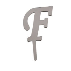 F Harf Aynalı Gümüş Pleksi 7 cm - Parti Sürprizi