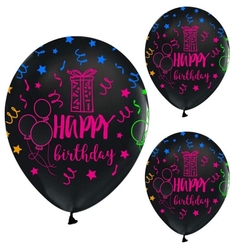 Floresan Happy Birthday Latex Balon 10 Lu - Parti Sürprizi