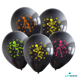 Floresan İskelet Latex Balon 10 Adet - Parti Sürprizi