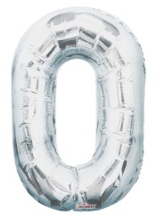 Folyo Balon 0 Rakam Gümüş Renk 100 Cm - Parti Sürprizi