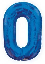 Folyo Balon 0 Rakamı Mavi 100 cm - 1