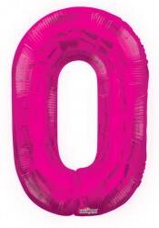 Folyo Balon 0 Rakamı Pembe 100 cm - 1