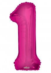 Folyo Balon 1 Rakamı Pembe 100 cm - 1