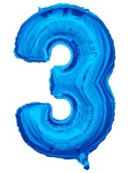 Folyo Balon 3 Rakamı Mavi 100 cm - Parti Sürprizi