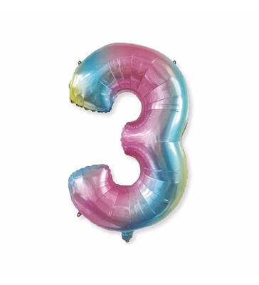 Folyo Balon 3 Rakamı Renkli 80 cm - 1