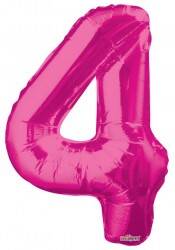 Folyo Balon 4 Rakamı Pembe 100 cm - 1