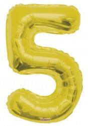 Folyo Balon 5 Rakam Altın Renk 100 Cm - 1