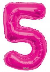 Folyo Balon 5 Rakamı Pembe 100 cm - 1