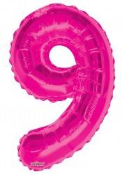 Folyo Balon 9 Rakamı Pembe 100 cm - 1