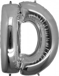 Folyo Balon D Harfi Gümüş Renk 100 Cm - Parti Sürprizi