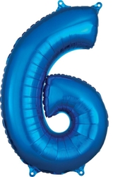 Folyo Balon Mavi 6 Rakam 80 Cm - Parti Sürprizi