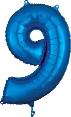 Folyo Balon Mavi 9 Rakam 80 Cm - 1