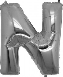 Folyo Balon N Harfi Gümüş Renk 100 Cm - Parti Sürprizi