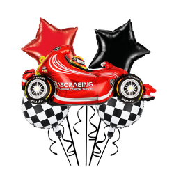 Formüla Yarış Arabası Damalı Folyo Balon 5 li Set - Parti Sürprizi
