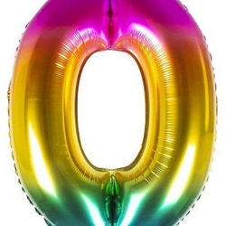 Gökkuşağı 0 Rakamı Folyo Balon 100 Cm - Parti Sürprizi