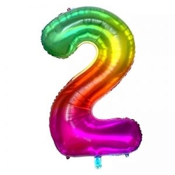 Gökkuşağı 2 Rakamı Folyo Balon 100 Cm - Parti Sürprizi