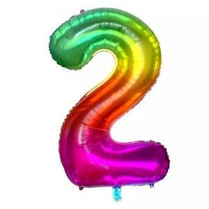 Gökkuşağı 2 Rakamı Folyo Balon 100 Cm - 1