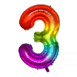 Gökkuşağı 3 Rakamı Folyo Balon 100 Cm - Parti Sürprizi