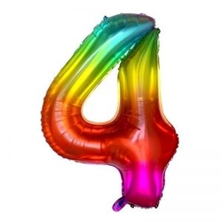 Gökkuşağı 4 Rakamı Folyo Balon 100 Cm - Parti Sürprizi