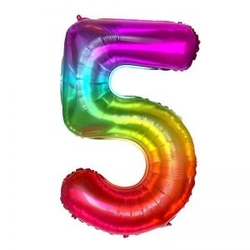 Gökkuşağı 5 Rakamı Folyo Balon 100 Cm - Parti Sürprizi