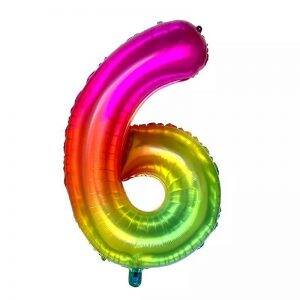 Gökkuşağı 6 Rakamı Folyo Balon 100 Cm - 1