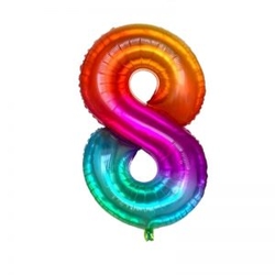Gökkuşağı 8 Rakamı Folyo Balon 100 Cm - Parti Sürprizi