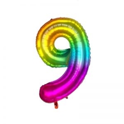 Gökkuşağı 9 Rakamı Folyo Balon 100 Cm - Parti Sürprizi