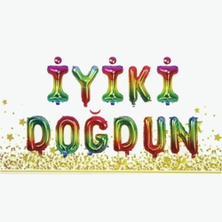Gökkuşağı İyi Ki Doğdun Folyo Balon Set - Parti Sürprizi