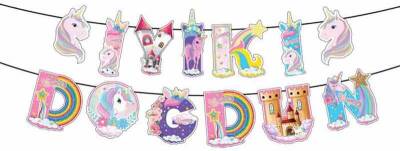 Gökkuşağı Unicorn İyi ki Doğdun Banner Yazı - 1