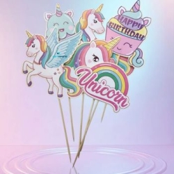 Gökkuşağı Unicorn Kürdan 6 Adet - Parti Sürprizi