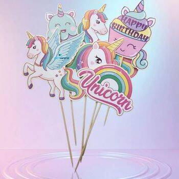 Gökkuşağı Unicorn Kürdan 6 Adet - 1