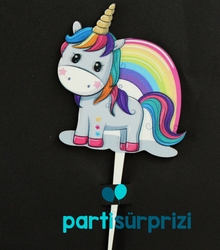Gökkuşağı Unicorn Pasta Süsü 1 Adet - Parti Sürprizi