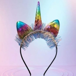 Gökkuşağı Unicorn Renkli Metal Taç 1 Adet - Parti Sürprizi