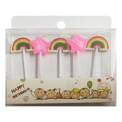 Gökkuşağı Yıldız 5 Li Mum Mini - Parti Sürprizi