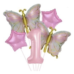 Gold Kelebekli Pembe 1 den 9 Rakam Balon Set - 2