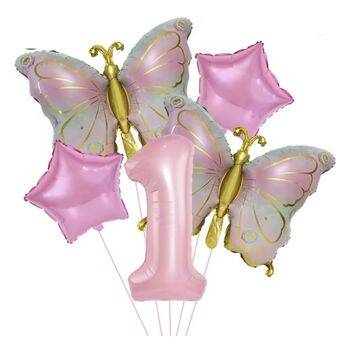 Gold Kelebekli Pembe 1 den 9 Rakam Balon Set - 2