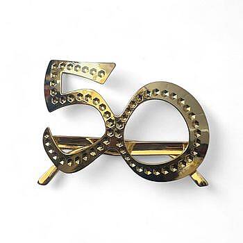 Gold Renk 50 Yaş Parti Gözlüğü 1 Adet - 1