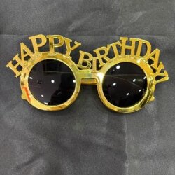 Gold Renk Happy Birthday Eğlenceli Parti Gözlüğü - Parti Sürprizi