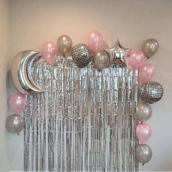 Gümüş Disko Topu Balonlu Set - Parti Sürprizi