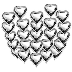 Gümüş Kalp Mini Shape Folyo Balon 6 Adet - Parti Sürprizi