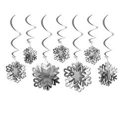 Gümüş Kar Taneleri Tavan Süsü 10 Adet / 3D - Parti Sürprizi
