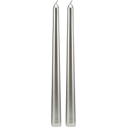 Gümüş Metalik Parlak 2 li Şamdan Uzun Mum - Thumbnail